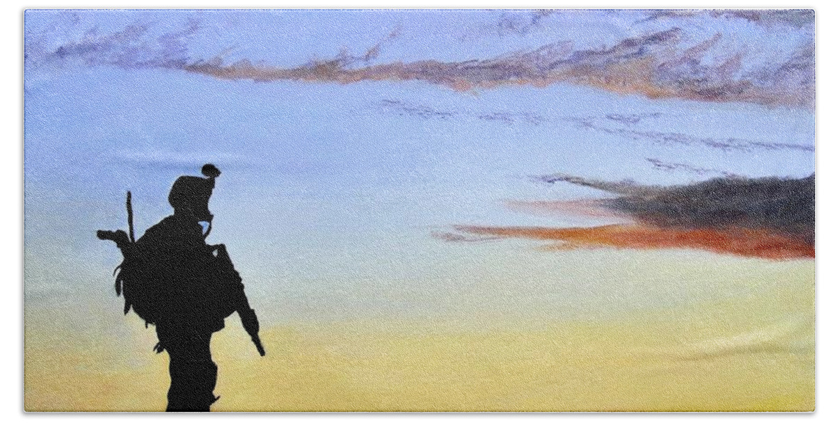 Afghanistan Beach Towel featuring the painting Sangin Beautiful but Deadly by Barry BLAKE