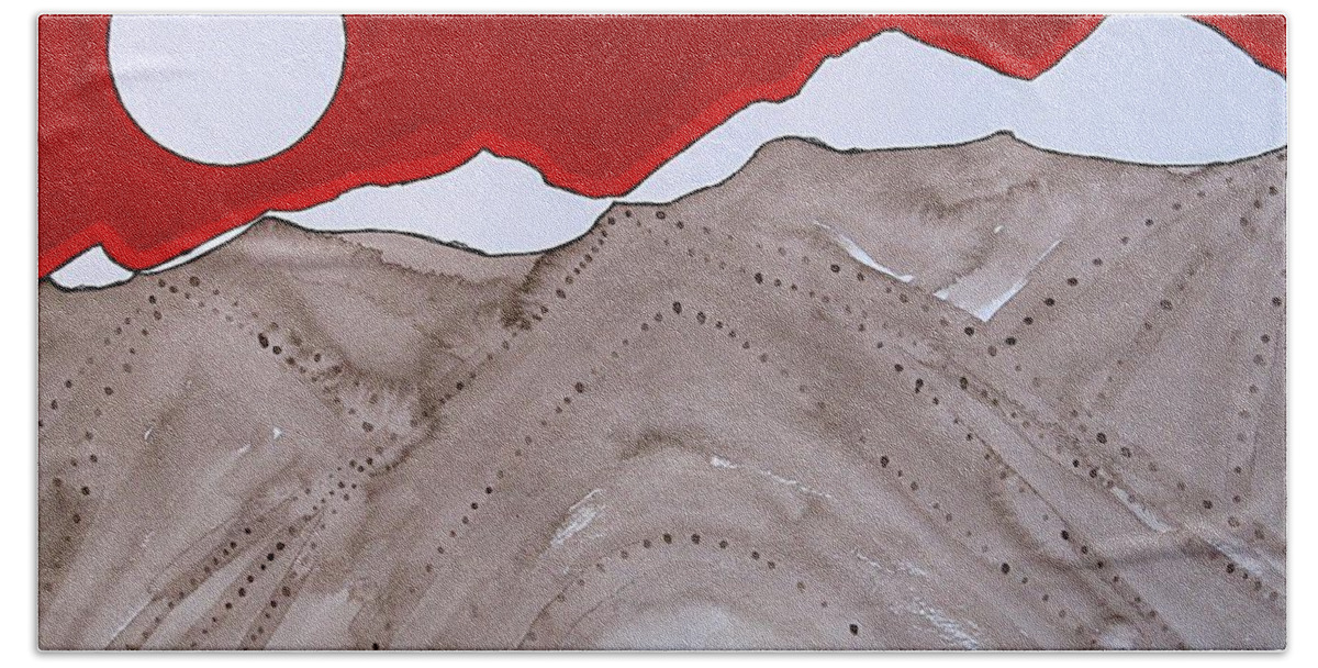 Rockies Beach Towel featuring the painting Sangre de Cristo Peaks original painting by Sol Luckman