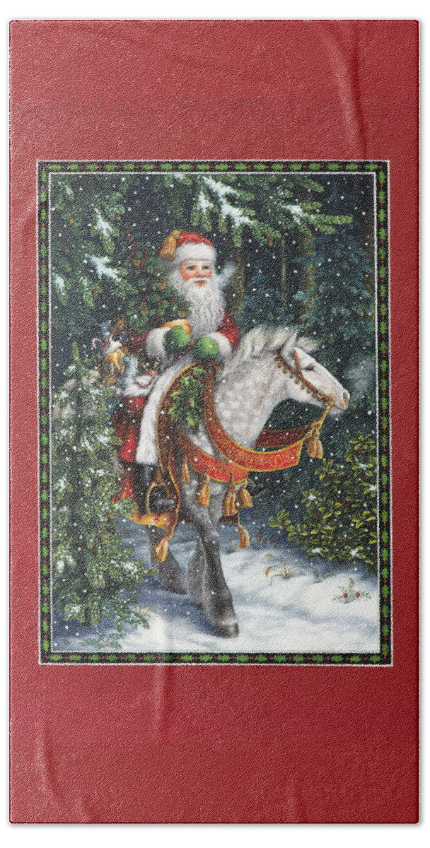 Santa Claus Beach Sheet featuring the painting Santa of the Northern Forest by Lynn Bywaters