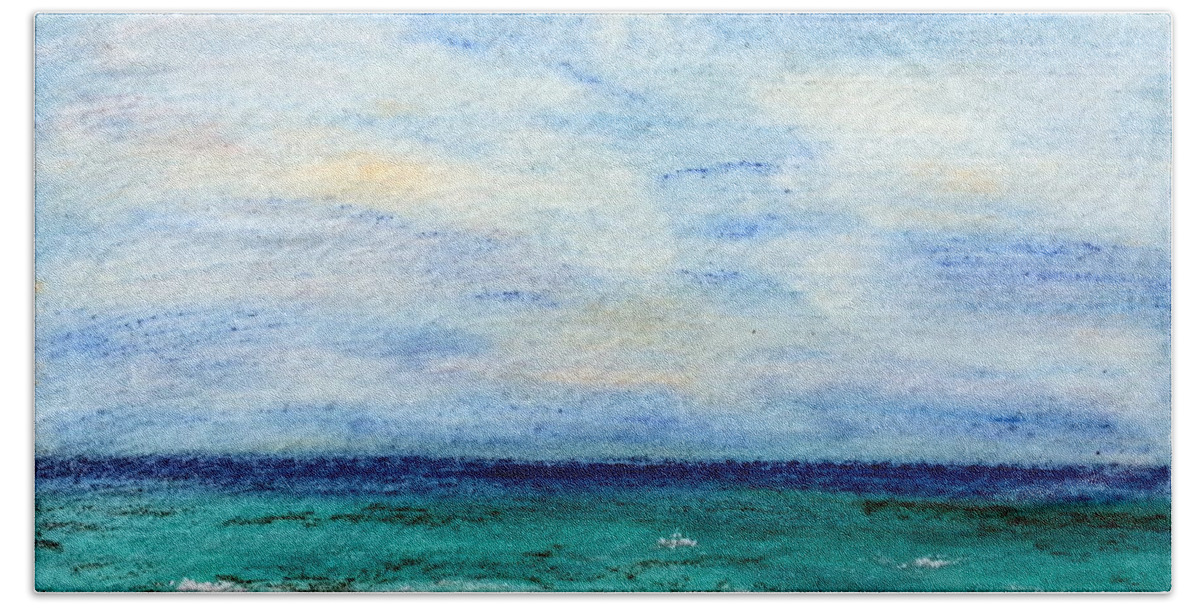 Seascape Beach Towel featuring the pastel Sapphire Sea by Brenda Stevens Fanning