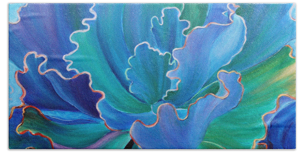 Succulent Beach Towel featuring the painting Sapphire Solitaire by Sandi Whetzel