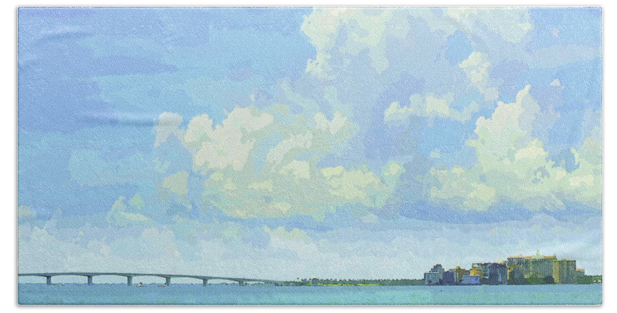 susan Molnar Beach Sheet featuring the photograph Sarasota Skyline From Sarasota Bay by Susan Molnar