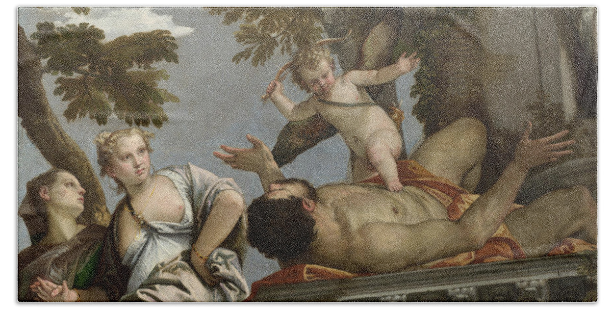 Paolo Veronese Beach Towel featuring the painting Scorn by Paolo Veronese