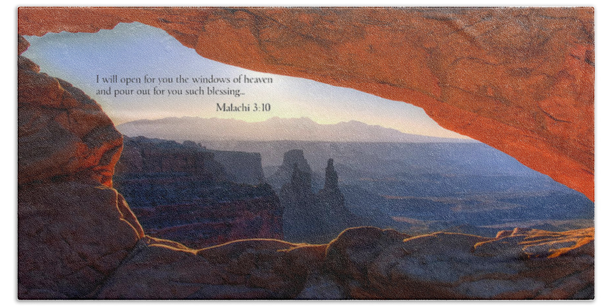 Scripture And Pictue Malachi 3 10 Beach Towel featuring the photograph Scripture and Picture Malachi 3 10 by Ken Smith