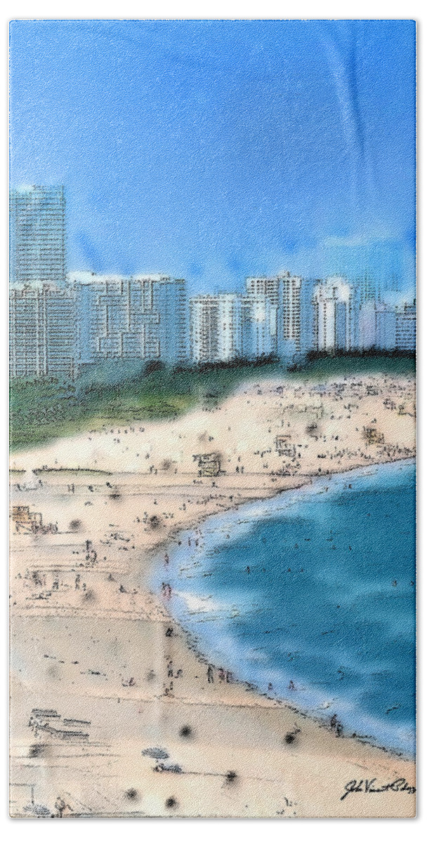 Palozzi Beach Towel featuring the digital art Sea City by John Vincent Palozzi