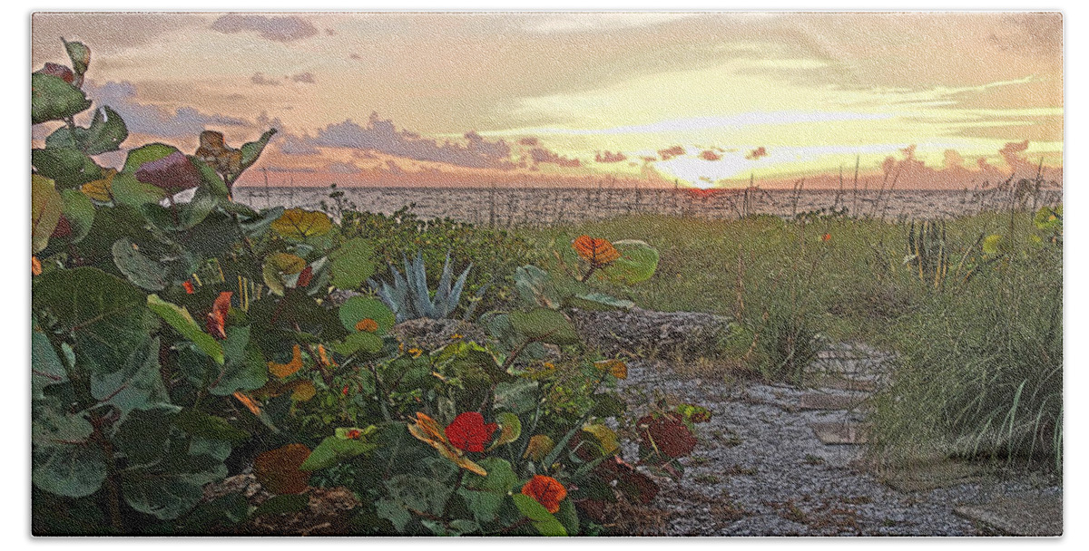 Sea Grapes Beach Sheet featuring the photograph Sea Grapes and Sunset Sanibel Island by Rebecca Korpita