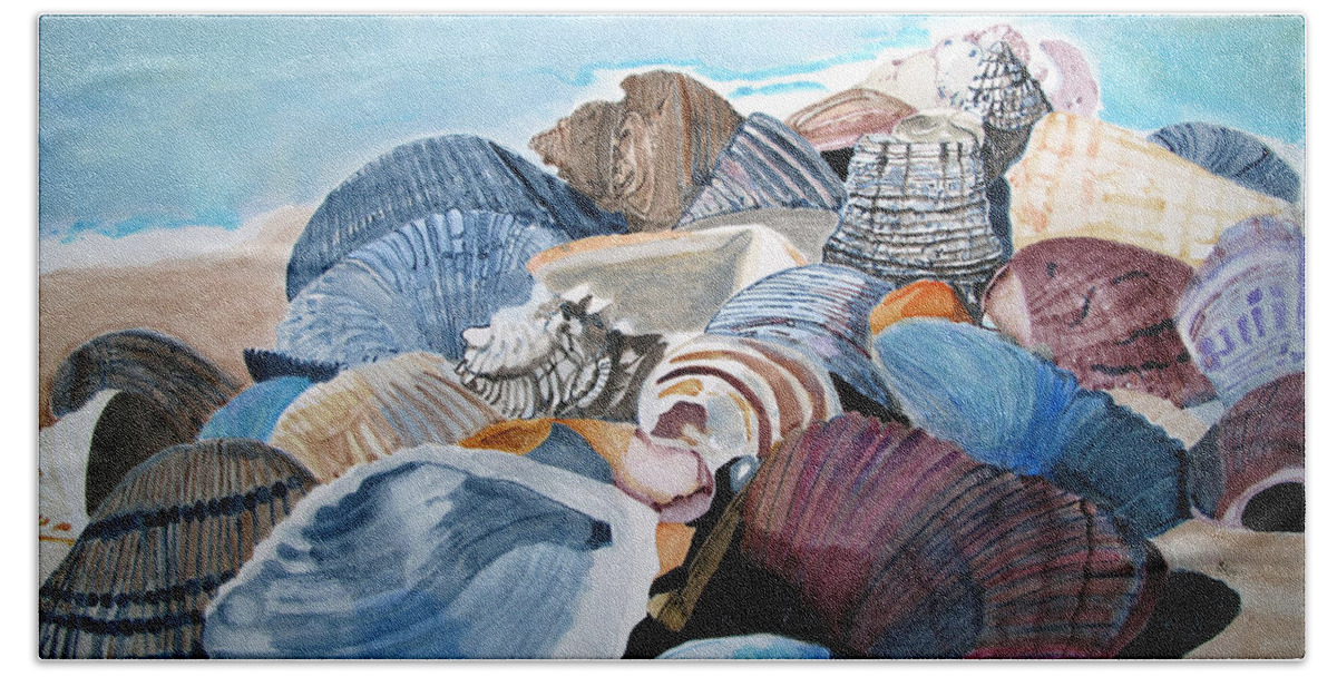 Sea Beach Sheet featuring the painting Sea Shells by Sandy McIntire