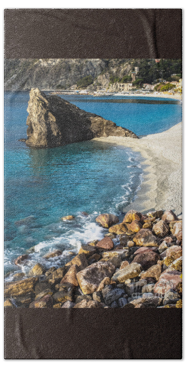 Sea Stack Beach Towel featuring the photograph Sea Stack of Monterosso by Prints of Italy