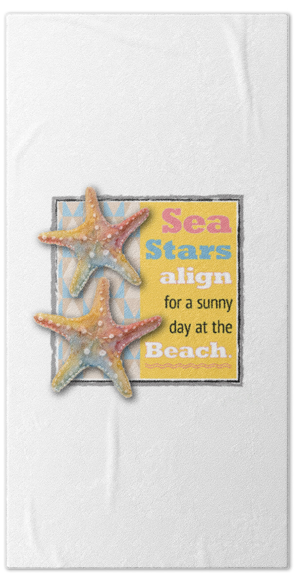 Sea Stars Beach Sheet featuring the painting Sea Stars align for a sunny day at the Beach. by Amy Kirkpatrick