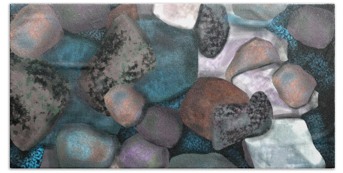 Stones Beach Towel featuring the digital art Sea stones by Christine Fournier