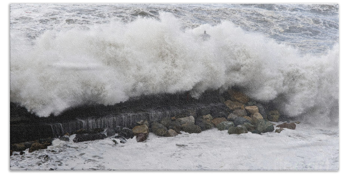 Agitated Beach Sheet featuring the photograph Sea Storm by Antonio Scarpi