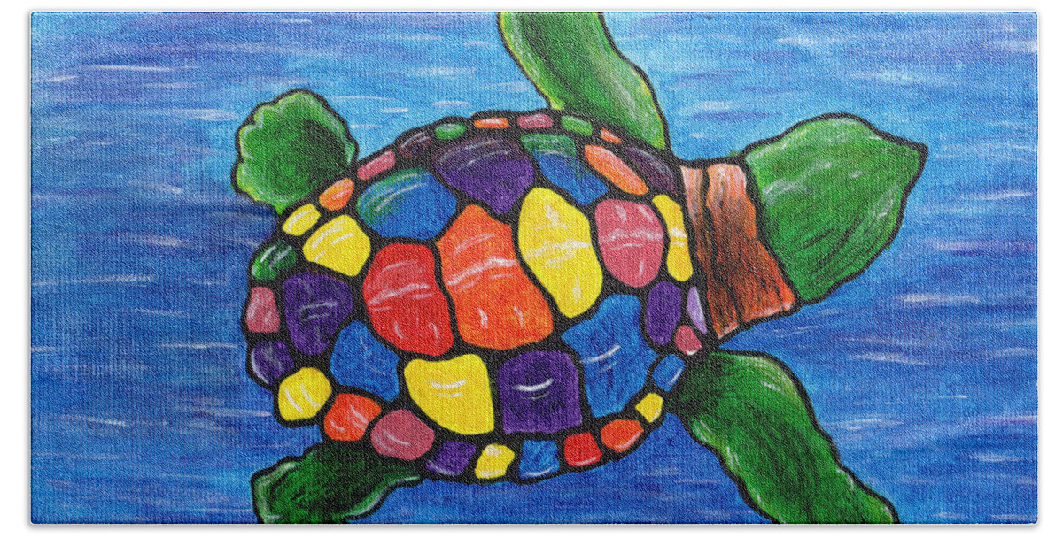Sea Turtle Beach Towel featuring the painting Sea Turtle by Susan Cliett