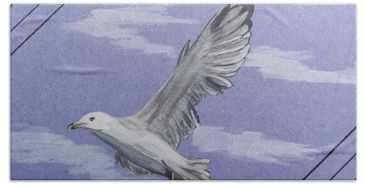 Seagull Beach Towel featuring the painting Seagull by Susan Turner Soulis