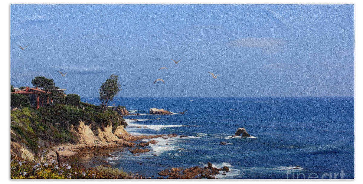 Seagulls Beach Sheet featuring the photograph Seagulls at Laguna Beach by Kelly Holm
