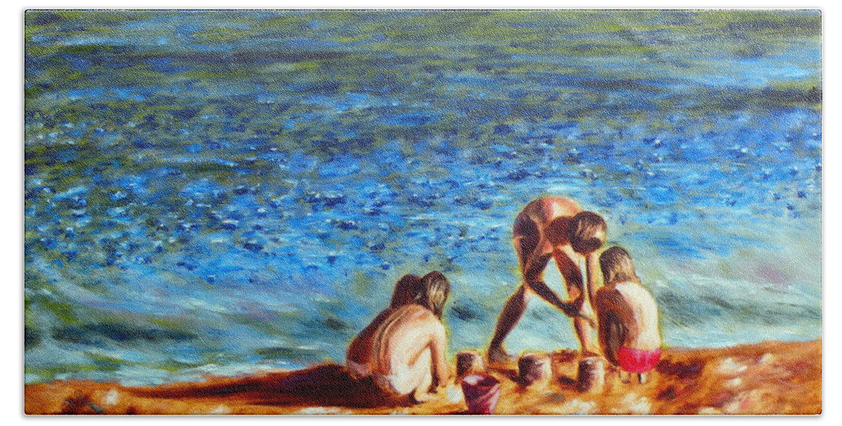 Seascape Beach Towel featuring the painting Seascape series 3 by Uma Krishnamoorthy