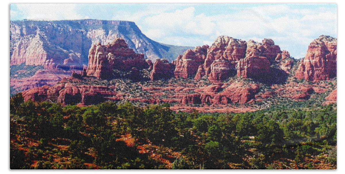 Red Beach Towel featuring the photograph Sedona-14 by Dean Ferreira