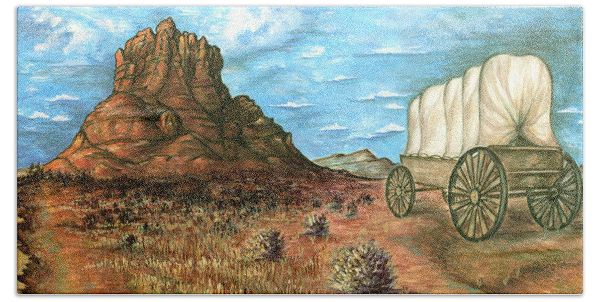 Art Beach Sheet featuring the painting Sedona Arizona - Western Art Painting by Peter Potter