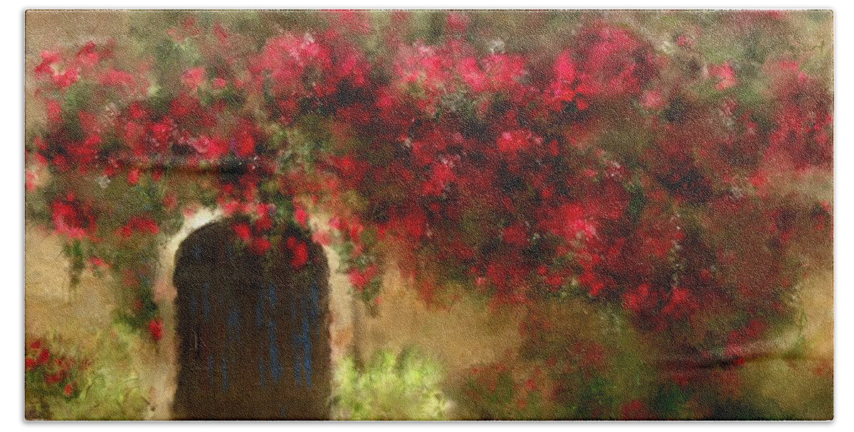 Flowers Beach Towel featuring the painting The Bougainvillea's of Sedona by Colleen Taylor