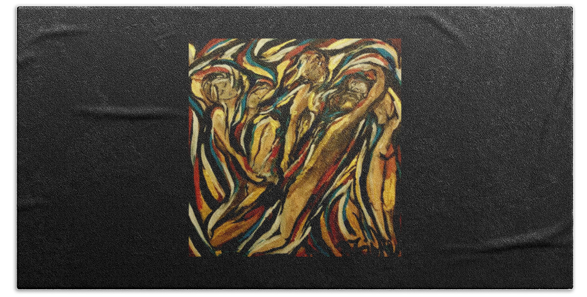 Figural Beach Towel featuring the painting Sentience by Dawn Caravetta Fisher