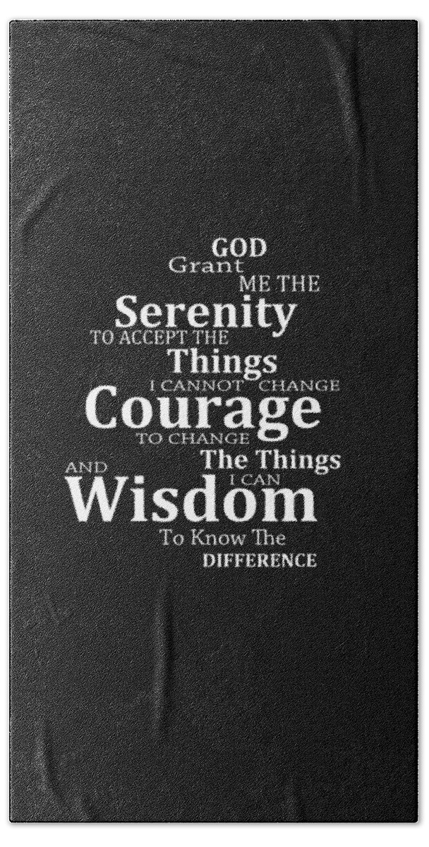 Serenity Prayer Beach Towel featuring the painting Serenity Prayer 5 - Simple Black And White by Sharon Cummings