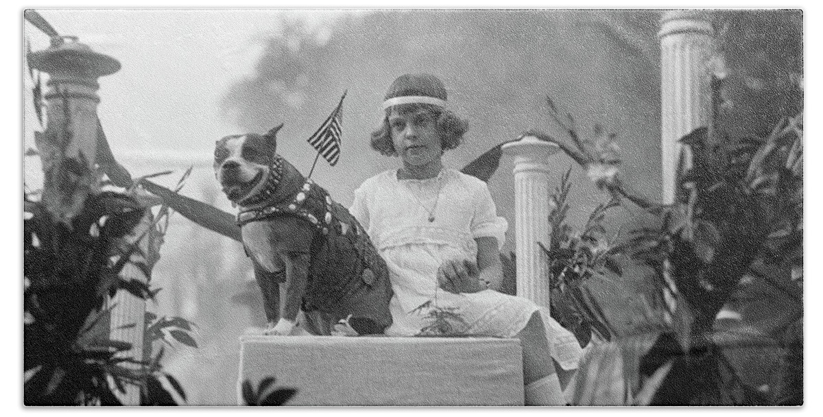1921 Beach Towel featuring the photograph Sergeant Stubby, 1921 by Granger