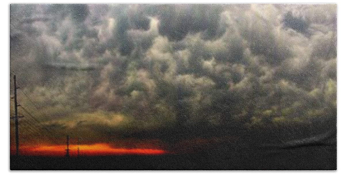 Stormscape Beach Towel featuring the photograph Severe Cells over South Central Nebraska by NebraskaSC