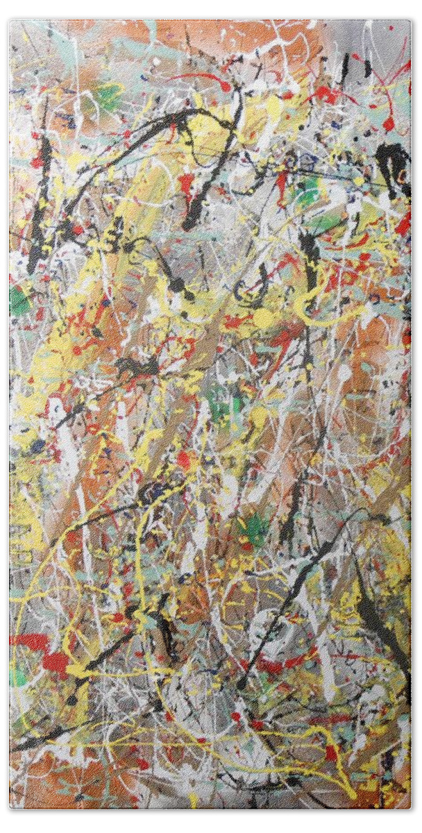 Abstract Beach Towel featuring the painting Pollock by GH FiLben