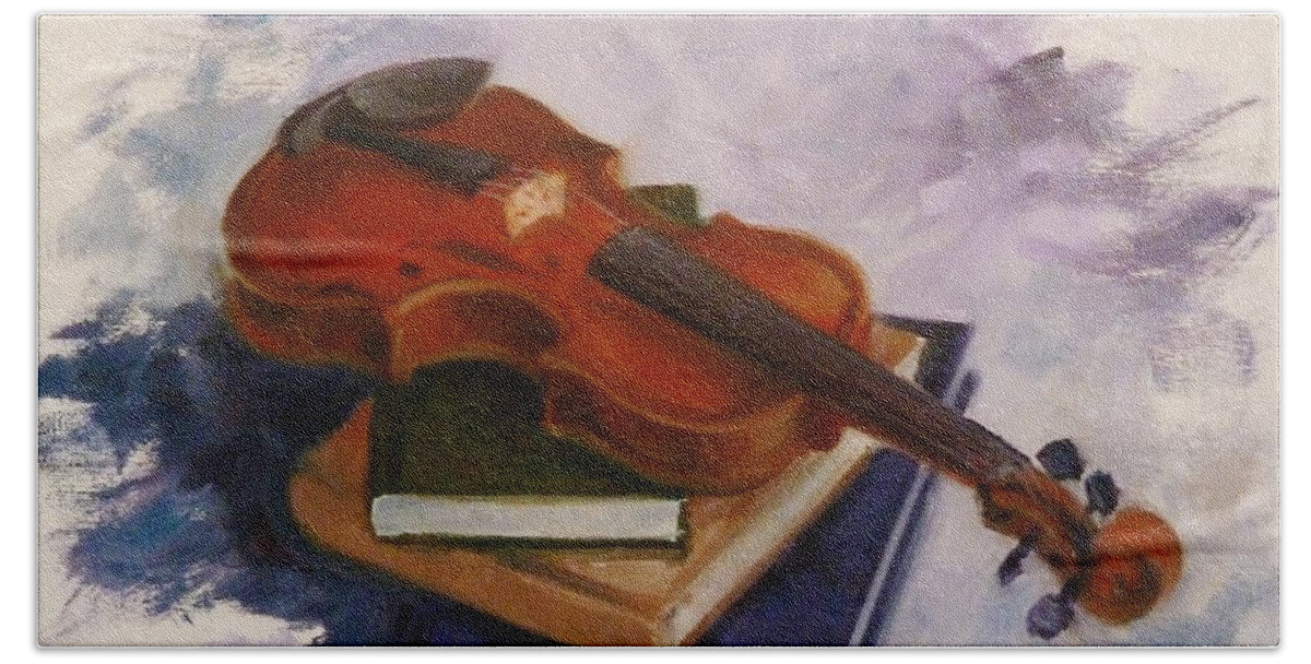 Violin Beach Towel featuring the painting Sharply Inclined by K M Pawelec