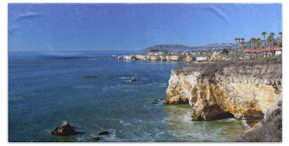 Barbara Snyder Beach Sheet featuring the digital art Shell Beach California by Barbara Snyder