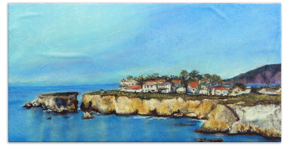 Seascape Beach Towel featuring the painting Shell Beach California by Hilda Vandergriff
