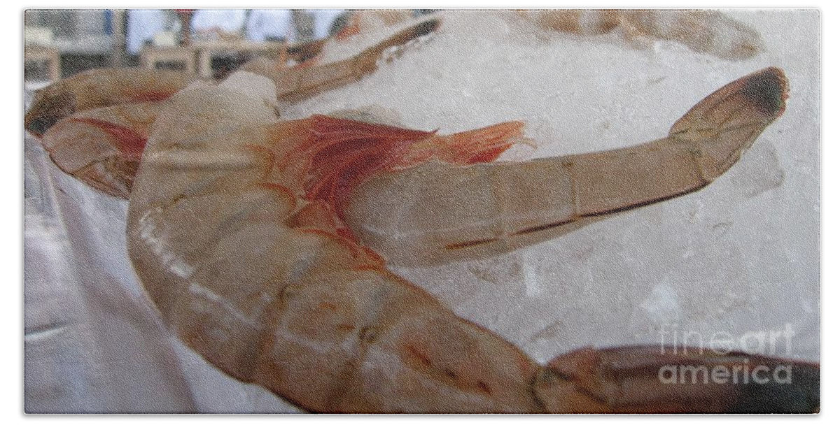 Shrimp Beach Towel featuring the photograph Shrimp On Ice by James B Toy