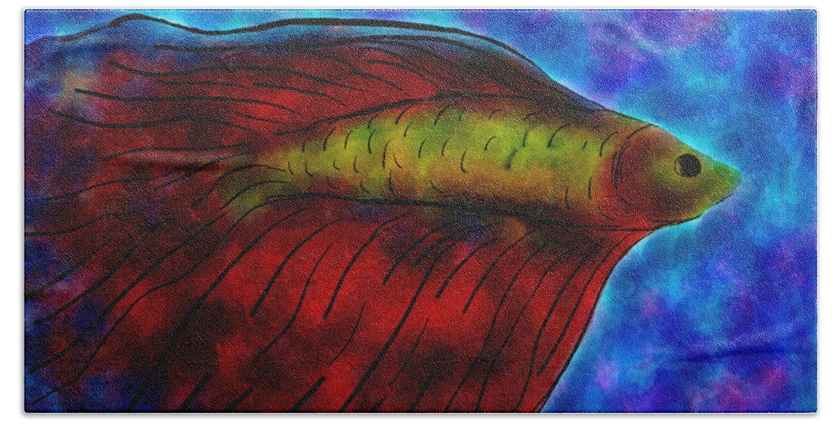 Siamese Fighting Fish Ii Beach Sheet featuring the painting Siamese Fighting Fish II by Anita Lewis