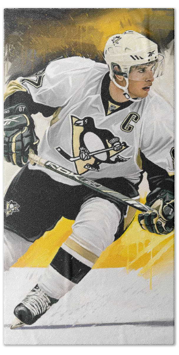 Sidney Crosby Paintings Beach Towel featuring the mixed media Sidney Crosby Artwork by Sheraz A
