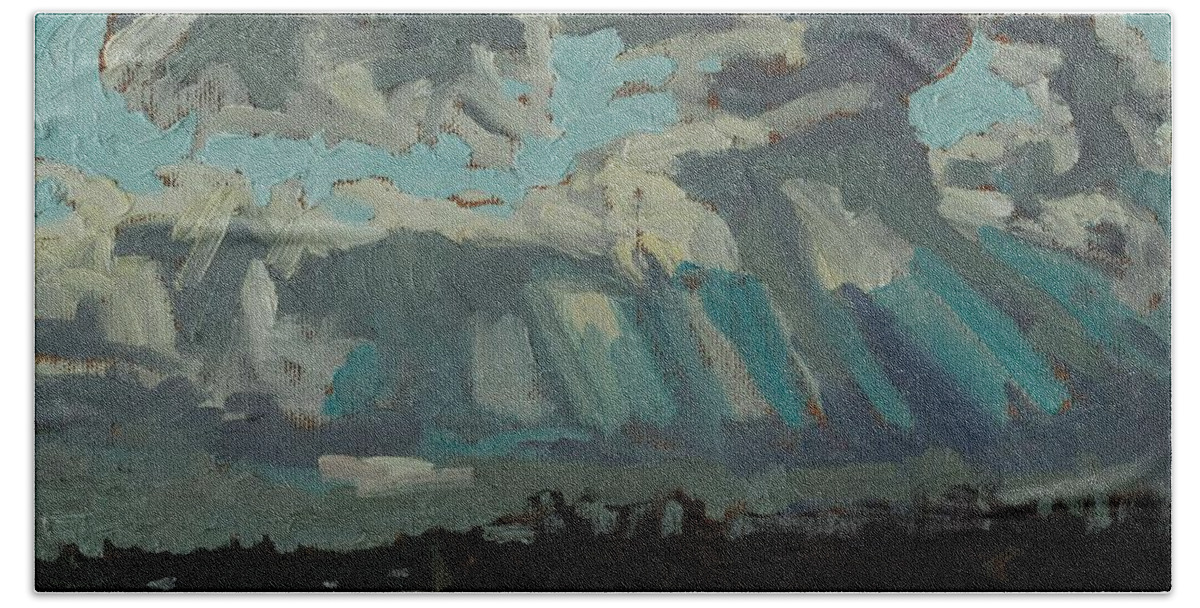 Chadwick Beach Towel featuring the painting Singleton Cold Front by Phil Chadwick