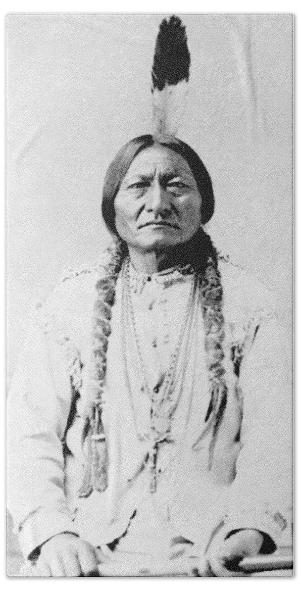 #faatoppicks Beach Sheet featuring the photograph Sioux Chief Sitting Bull by War Is Hell Store