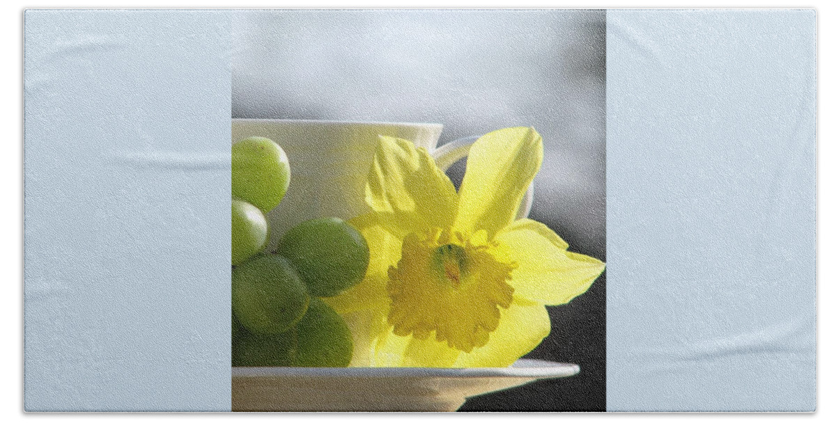 Tea Cups Beach Towel featuring the photograph Sipping Spring by Angela Davies