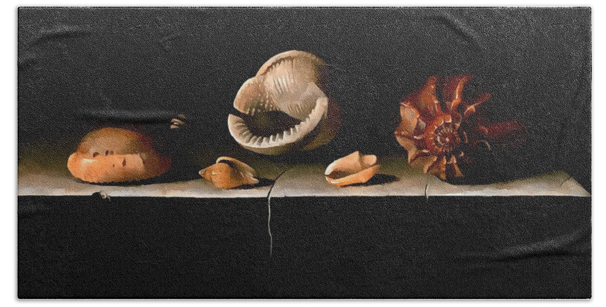 Adriaen Coorte Shells Beach Towel featuring the painting Six Shells On A Stone Shelf by Adriaen Coorte