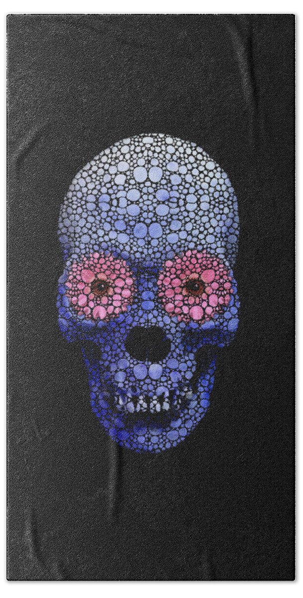 Skull Beach Towel featuring the painting Skull Art - Day Of The Dead 1 Stone Rock'd by Sharon Cummings