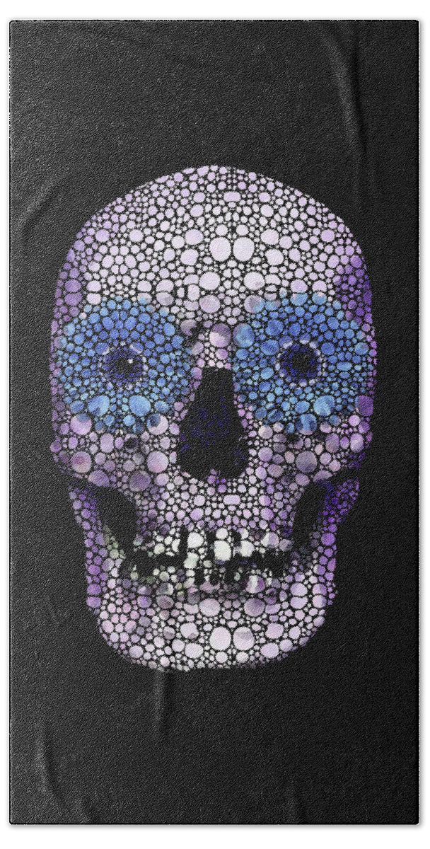 Skull Beach Towel featuring the painting Skull Art - Day Of The Dead 2 Stone Rock'd by Sharon Cummings