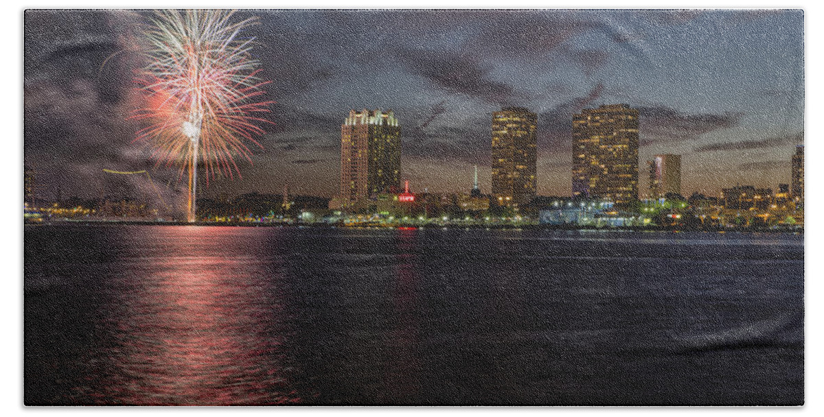 Philadelphia Beach Towel featuring the photograph Sky fire by Rob Dietrich