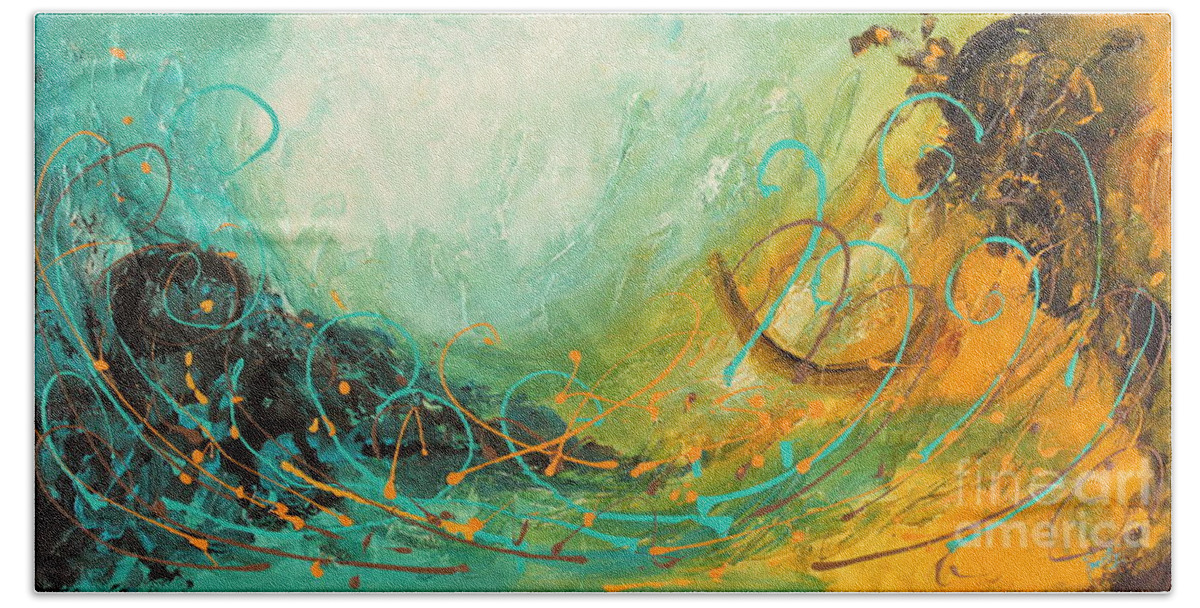 Contemporary Paintings Beach Towel featuring the painting Sky Sailing by Preethi Mathialagan