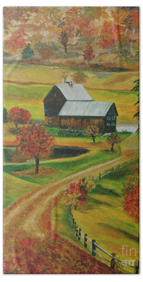 Farm Beach Towel featuring the painting Sleepy Hollow Farm by Julie Brugh Riffey