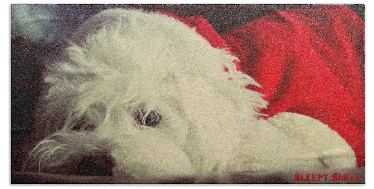 Dog Beach Sheet featuring the photograph Sleepy Santa by Melanie Lankford Photography