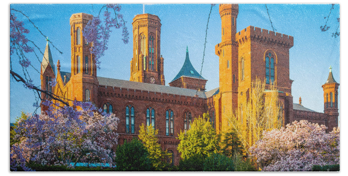 America Beach Towel featuring the photograph Smithsonian Castle by Inge Johnsson