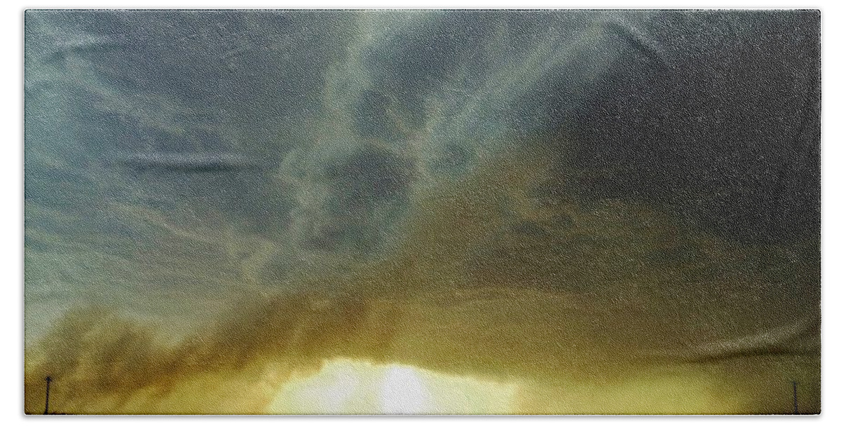 Storm Beach Sheet featuring the photograph Smoke and the Supercell by Ed Sweeney