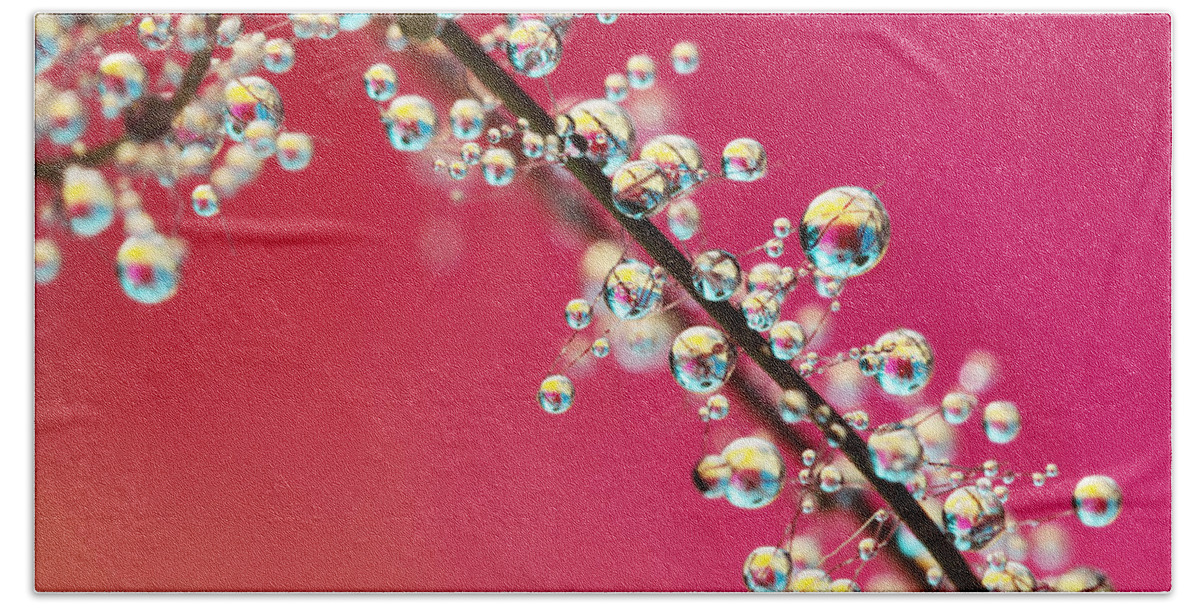 Pink Beach Towel featuring the photograph Smoking Pink Drops II by Sharon Johnstone