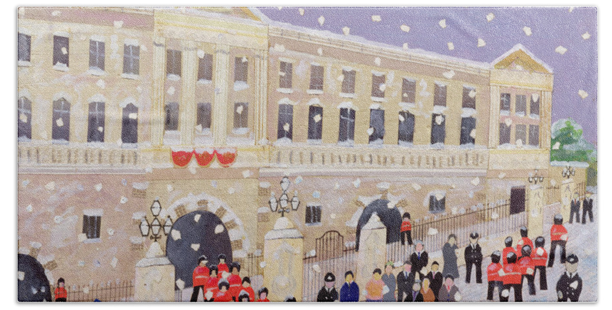 Crowd Beach Towel featuring the painting Snow at Buckingham Palace by William Cooper