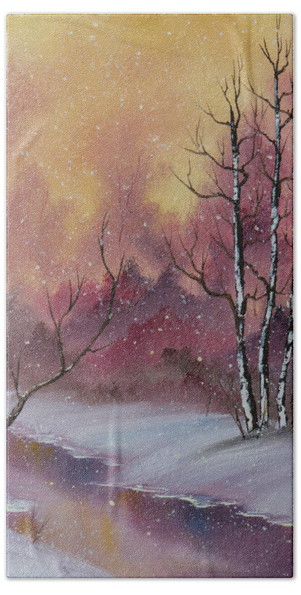 Landscape Beach Towel featuring the painting Winter Enchantment by Chris Steele