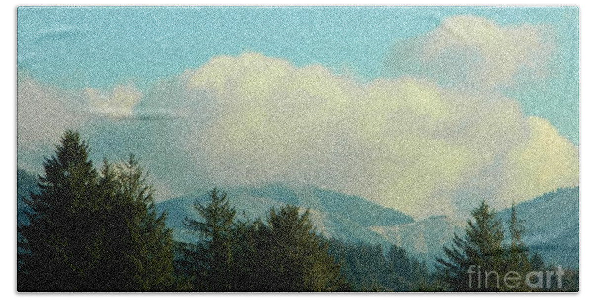 Snow Clouds Beach Towel featuring the photograph Snow Mist Mountains by Gallery Of Hope 