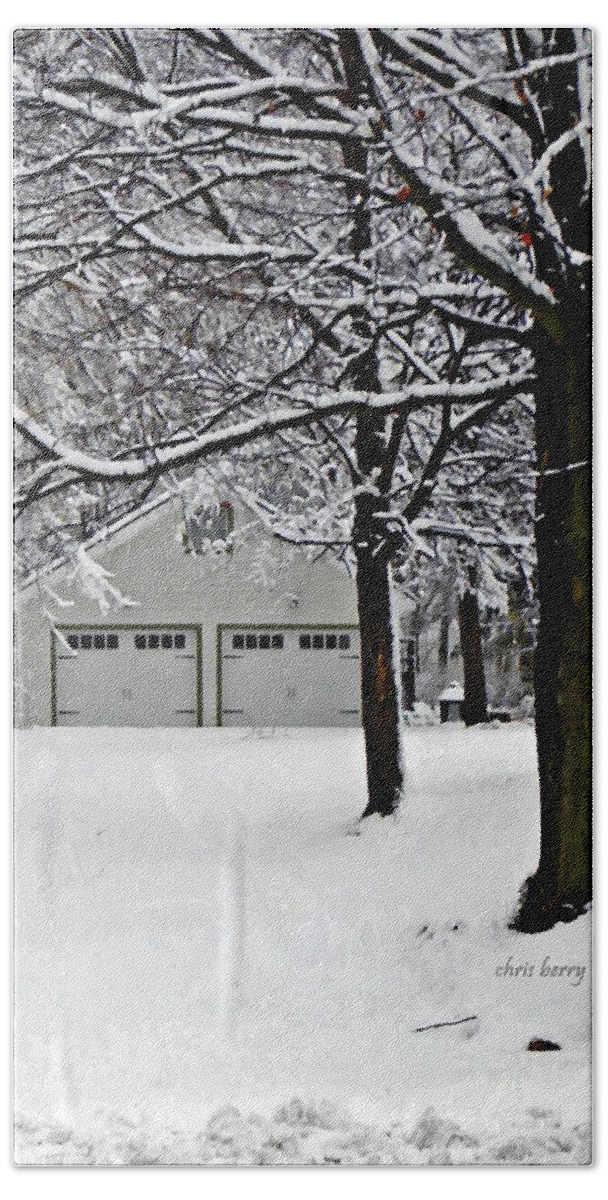 Snow Beach Towel featuring the photograph Snowed In by Chris Berry
